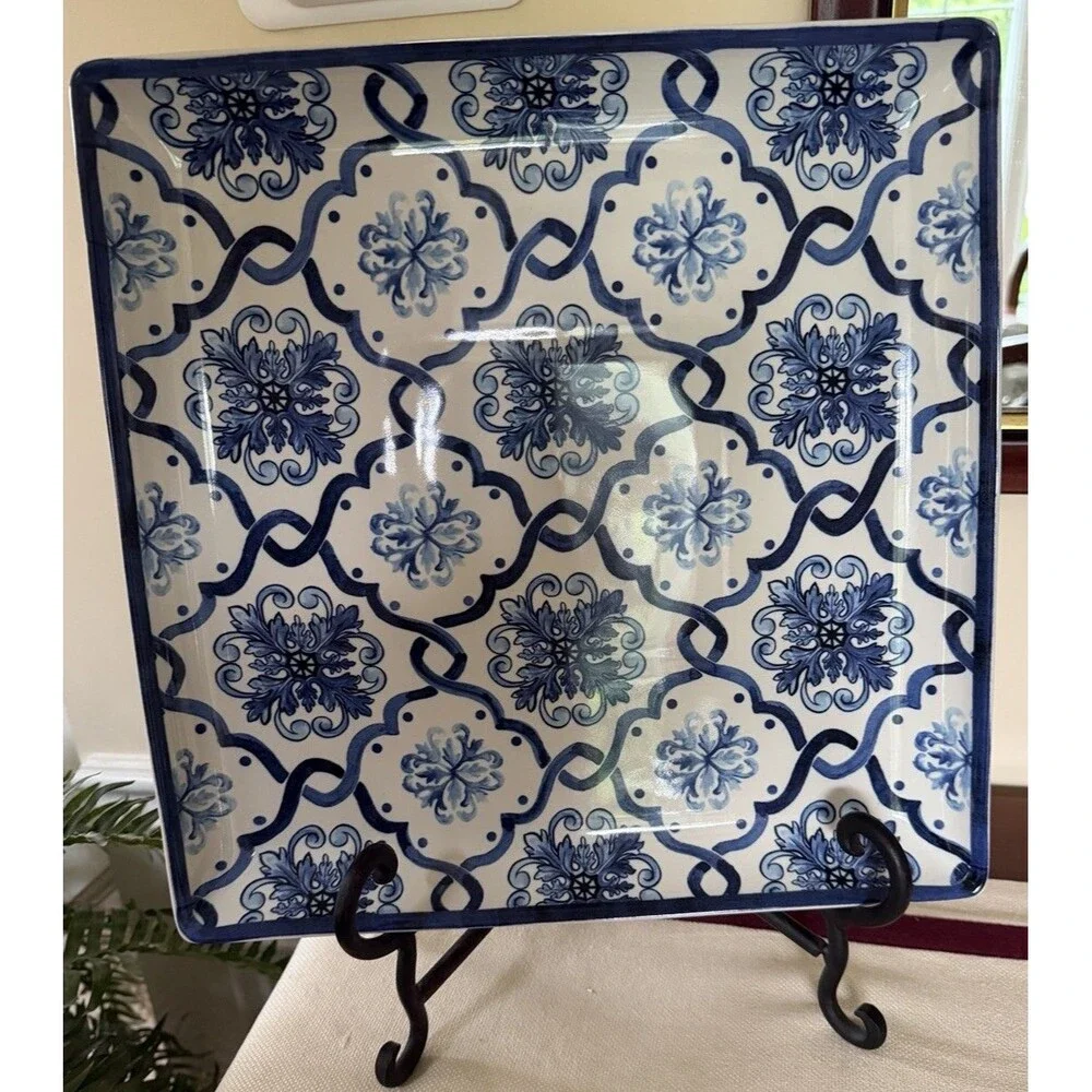 Williams Sonoma Porto Collection Large Square Platter 13 x 13 Inches